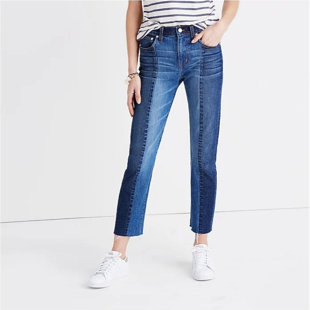 Madewell cruiser straight two tone crop jeans